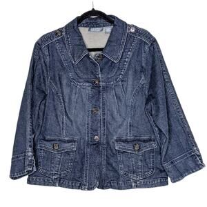 Motto Your Style Mantra Jean Jacket,3/4 Sleeve, Cropped Denim Jacket